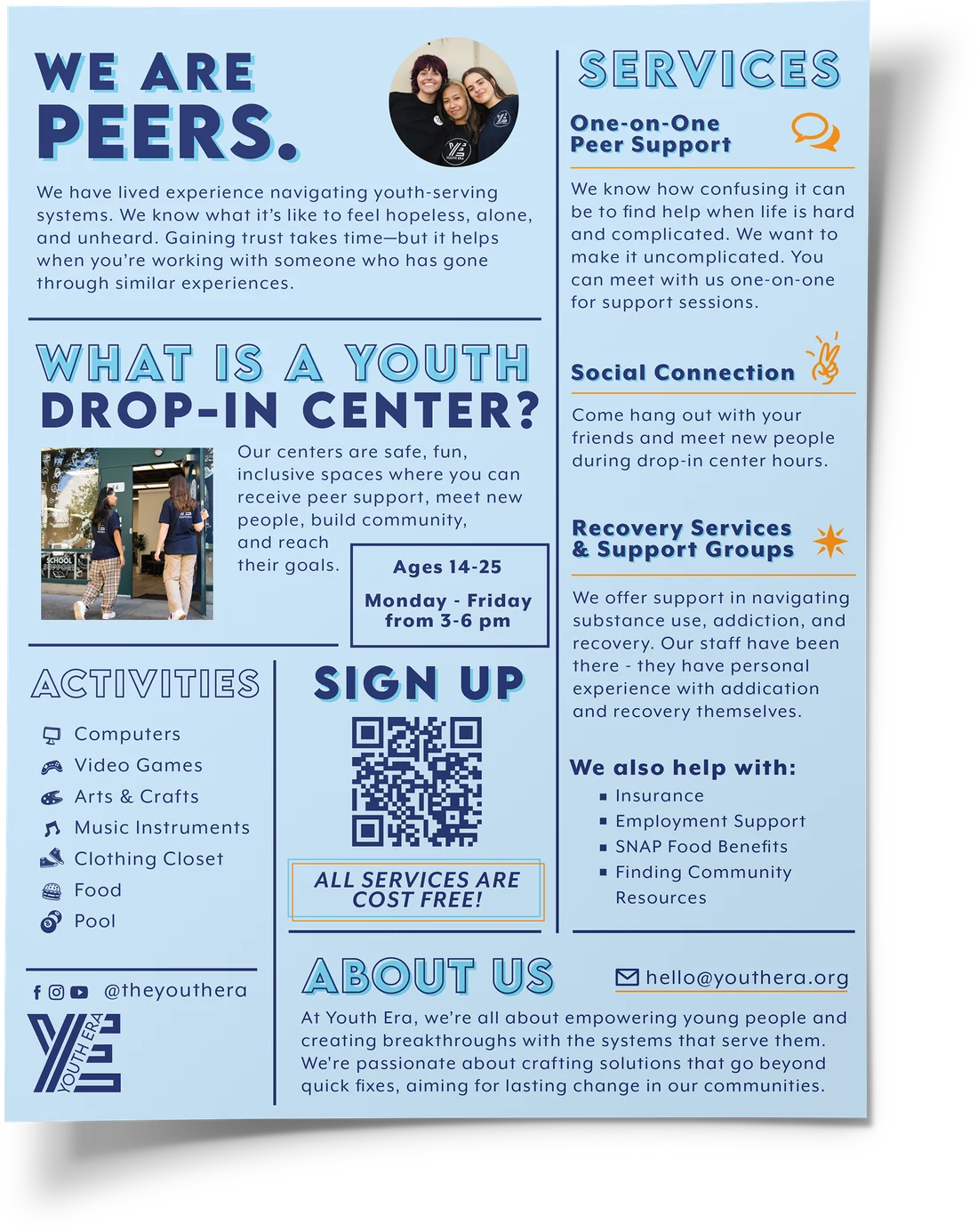 Youth Era drop-in center flyer